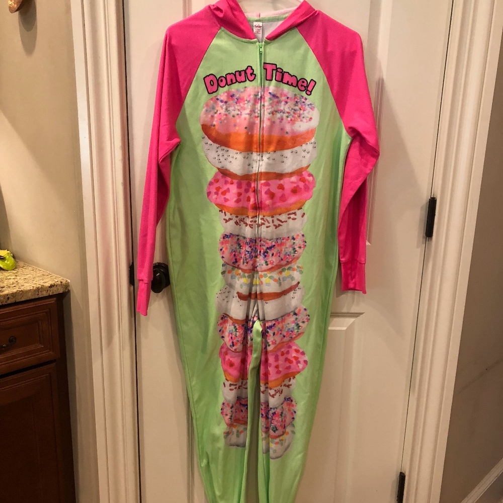 Justice one piece zip-up footed PJ's in Kids